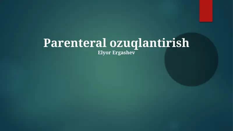 Parenteral ozuqlantirish