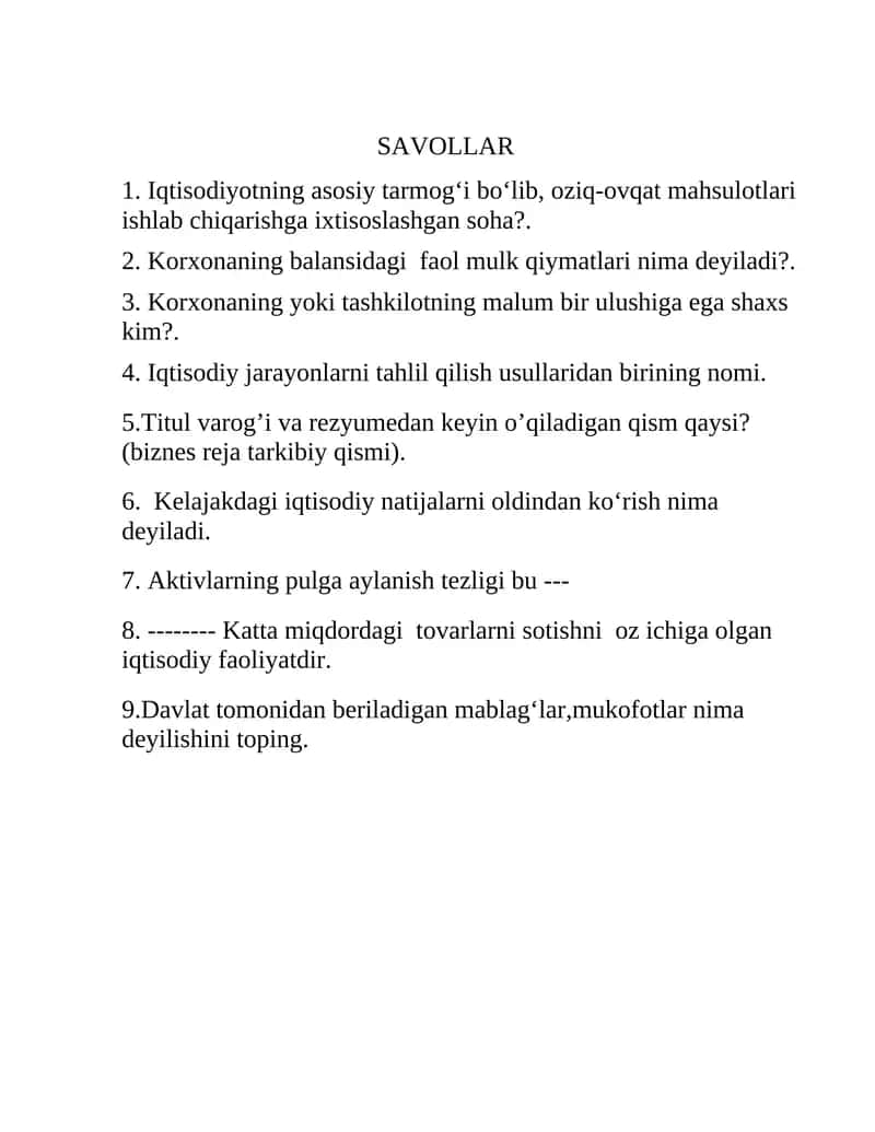 Iqtisodiy Jarayonlarni Tahlil Qilish Usullaridan Biri