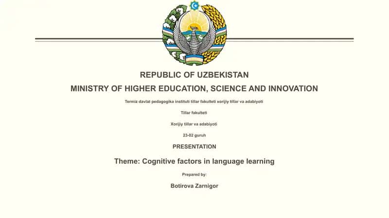 Cognitive factors in language learning