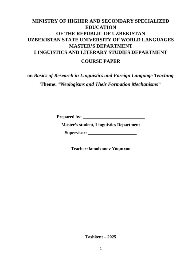 Basics of Research in Linguistics and Foreign Language Teaching