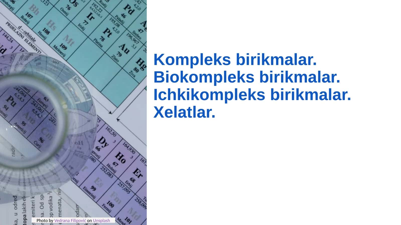 Kompleks birikmalar. Biokompleks birikmalar. Ichkikompleks birikmalar. Xelatlar.