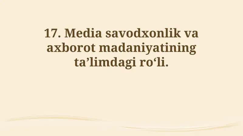 Ommaviy axborot vositalari savodxonligi va axborot madaniyati
