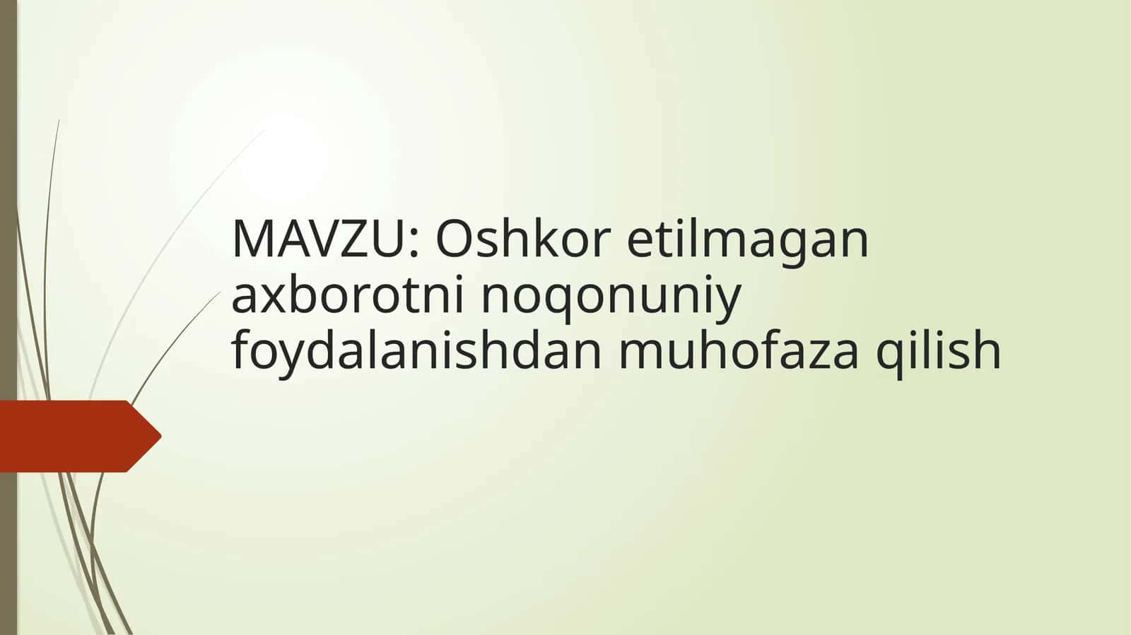 Oshkor etilmagan axborotni noqonuniy foydalanishdan muhofaza qilish