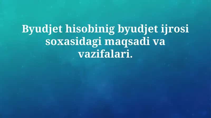 Byudjet Hisobini Moliyalashtirish