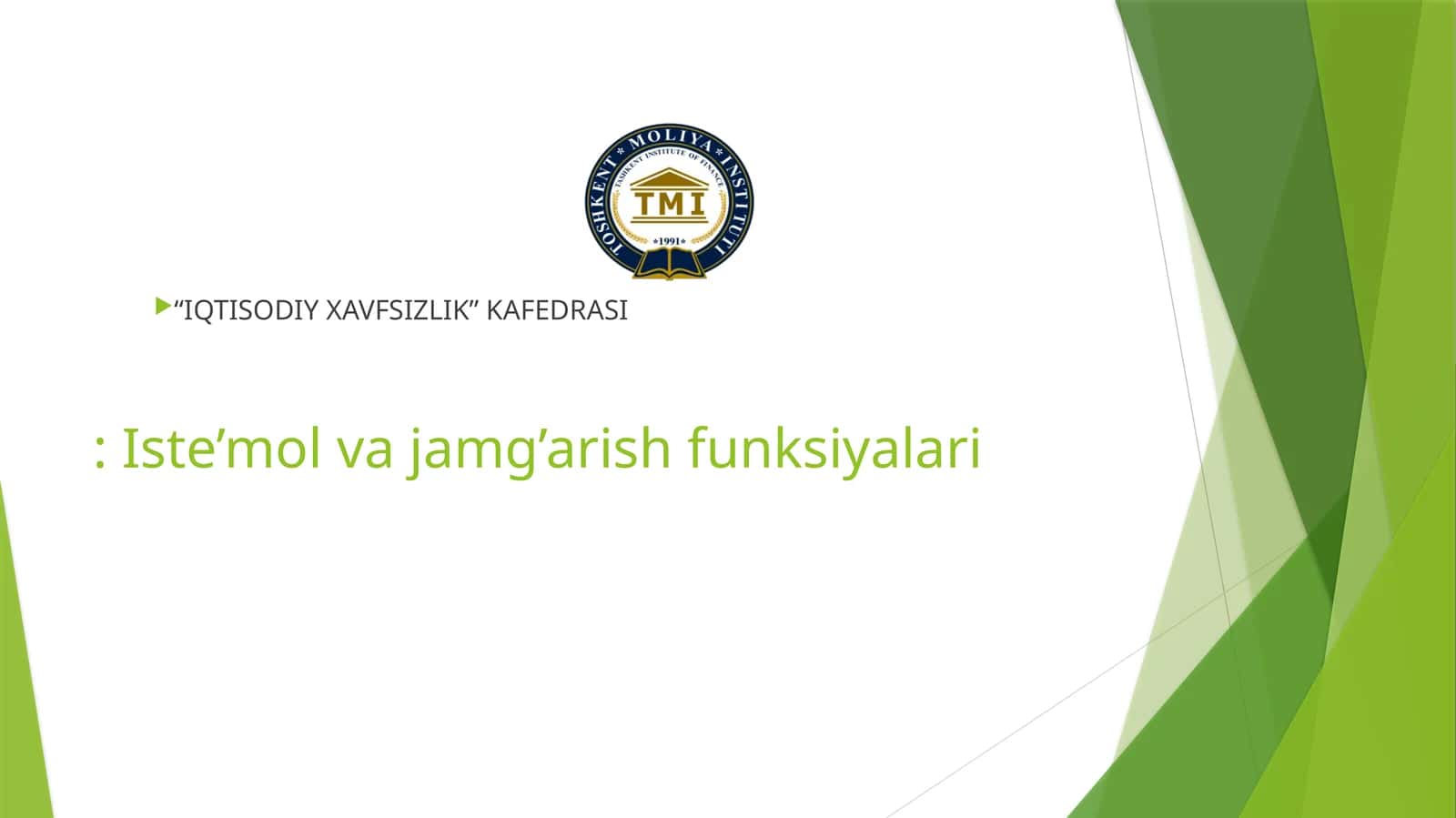 Iste’mol va jamg’arish funksiyalari