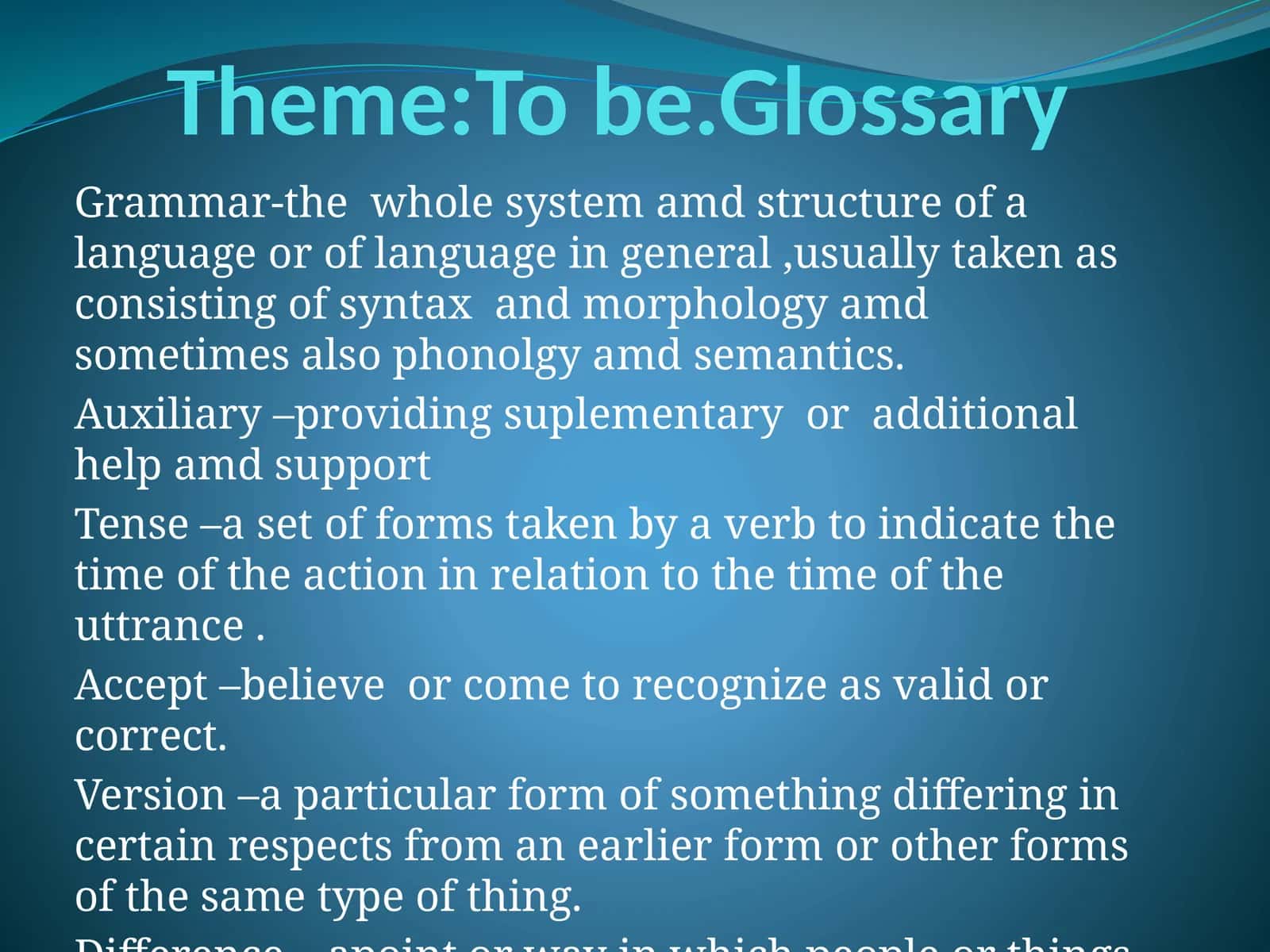 Tobe.Glossary