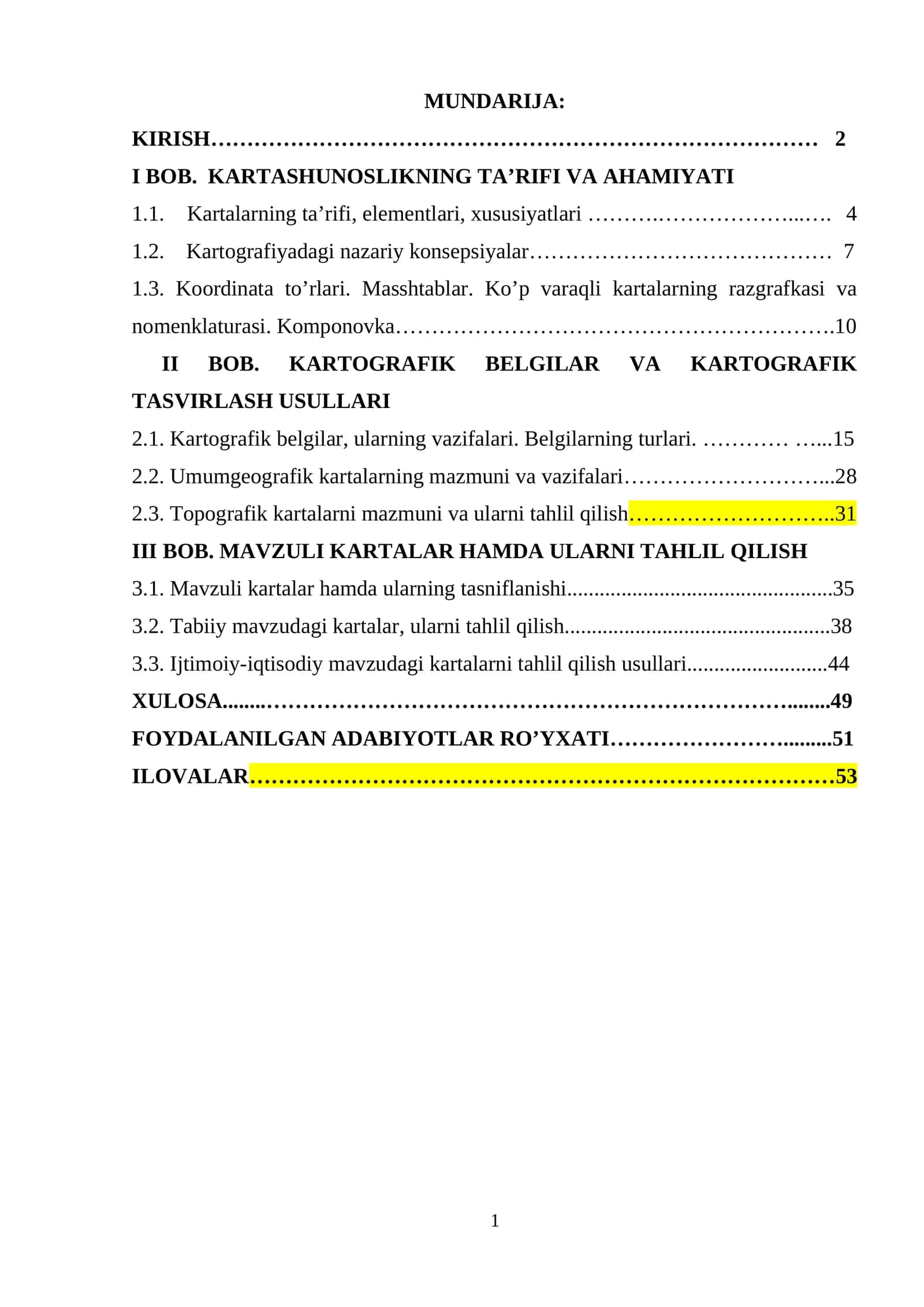 kartashunoslik kurs ishi