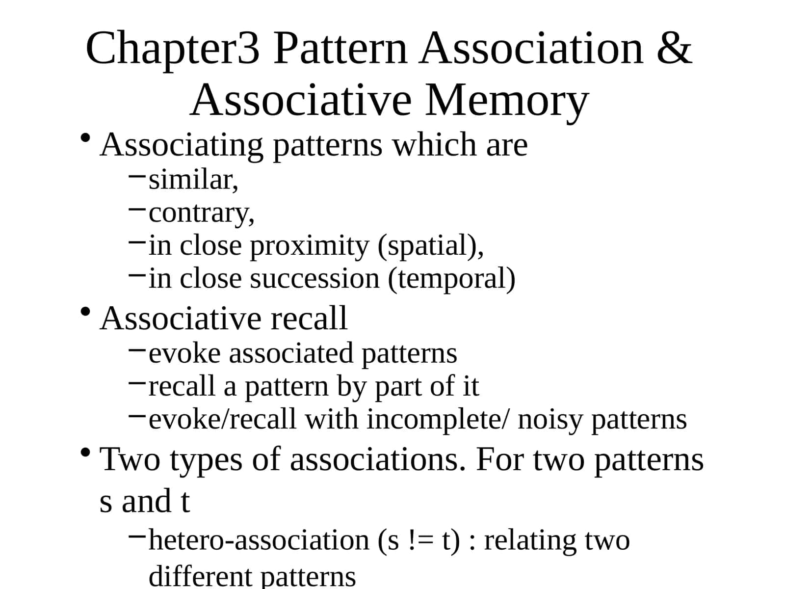 Chapter3 Pattern Association & Associative Memory