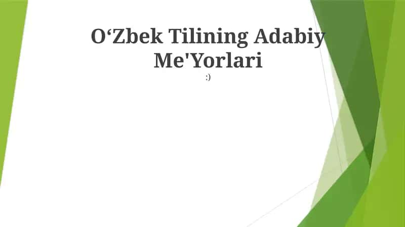 Oʻzbek Tilining Adabiy Me'Yorlari:)