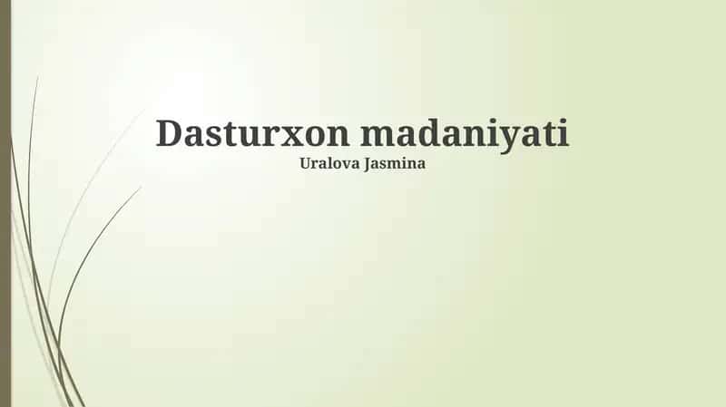 Dasturxon madaniyati