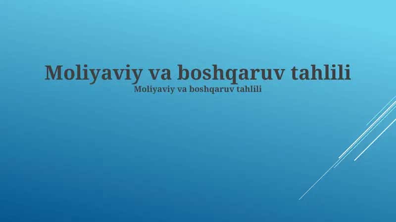 Moliyaviy va boshqaruv tahlili