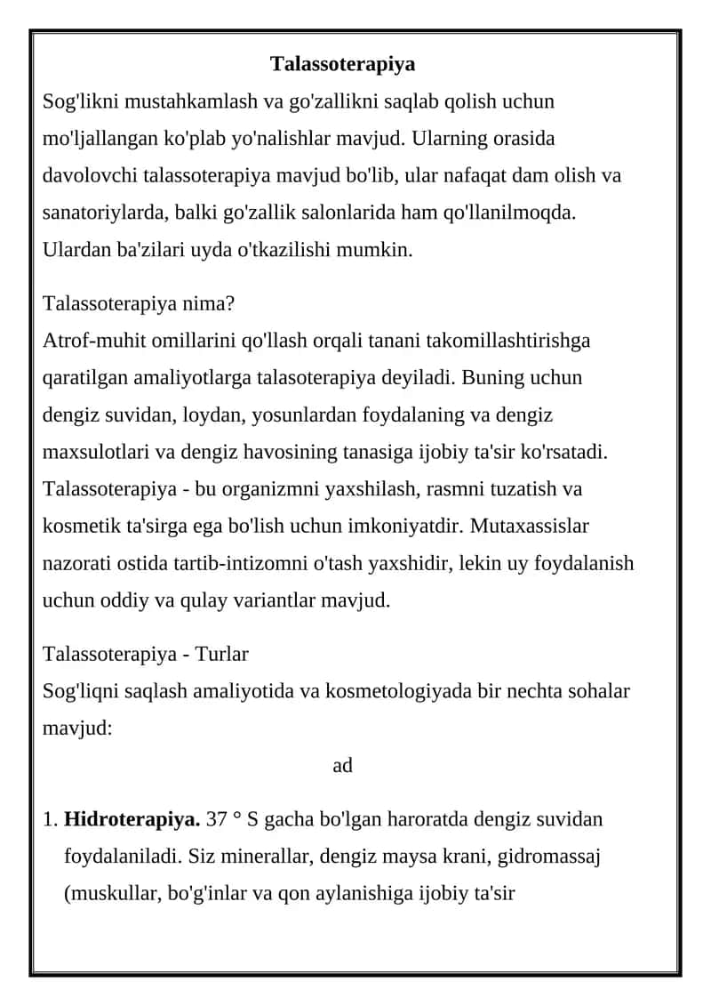 Talassoterapiya