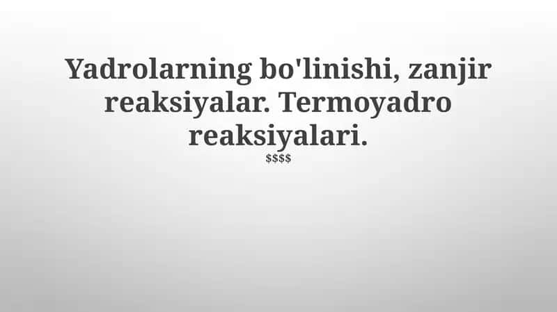 Termoyadro reaksiyalari
