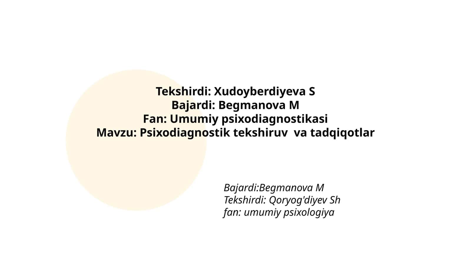 Psixodiagnostik tekshiruv va tadqiqotlar