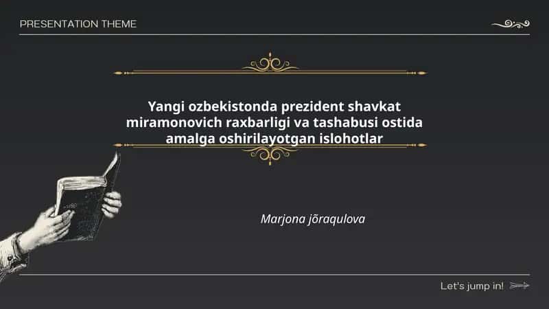Yangi ozbekistonda prezident shavkat miramonovich raxbarligi va tashabusi ostida amalga oshirilayotgan islohotlar