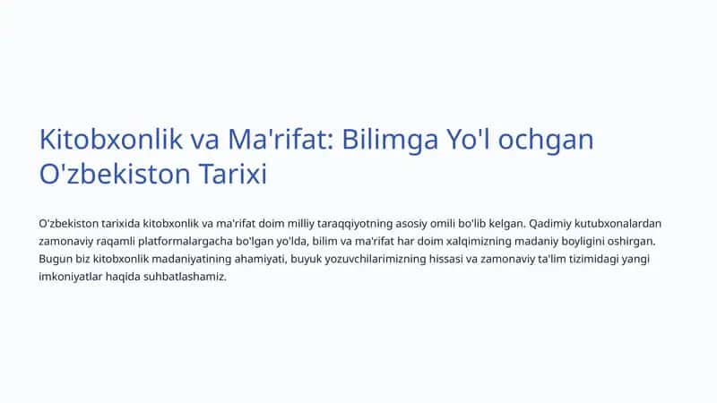 Ma'rifatning Ildizlari va Kitobxonlikning Ahamiyati