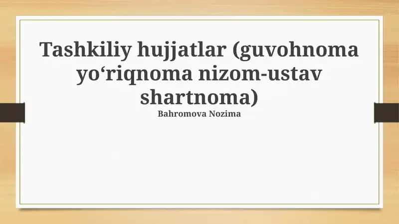 Tashkiliy hujjatlar