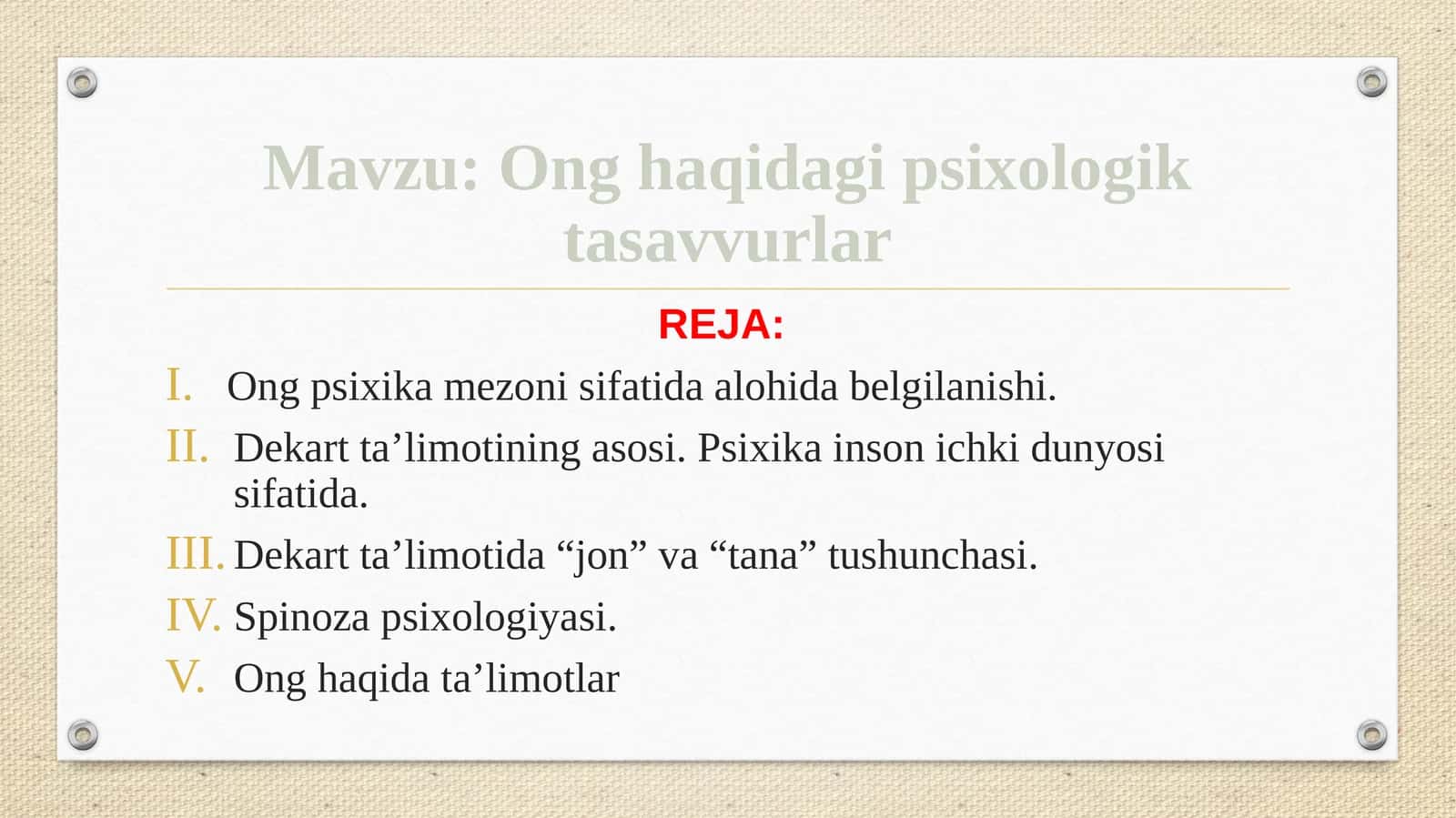 Ong haqidagi psixologik tasavvurlar