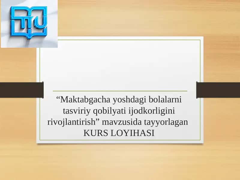 Maktabgacha Yoshdagi Bolalarni Tasviriylashtirish Kursi