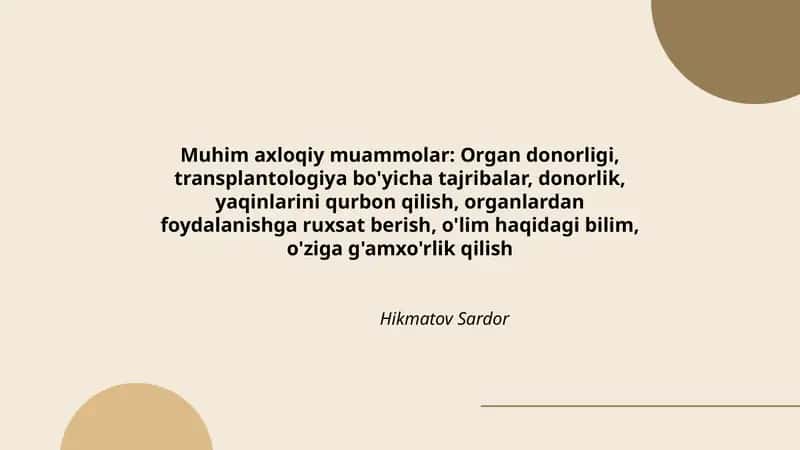 Muhim axloqiy muammolar