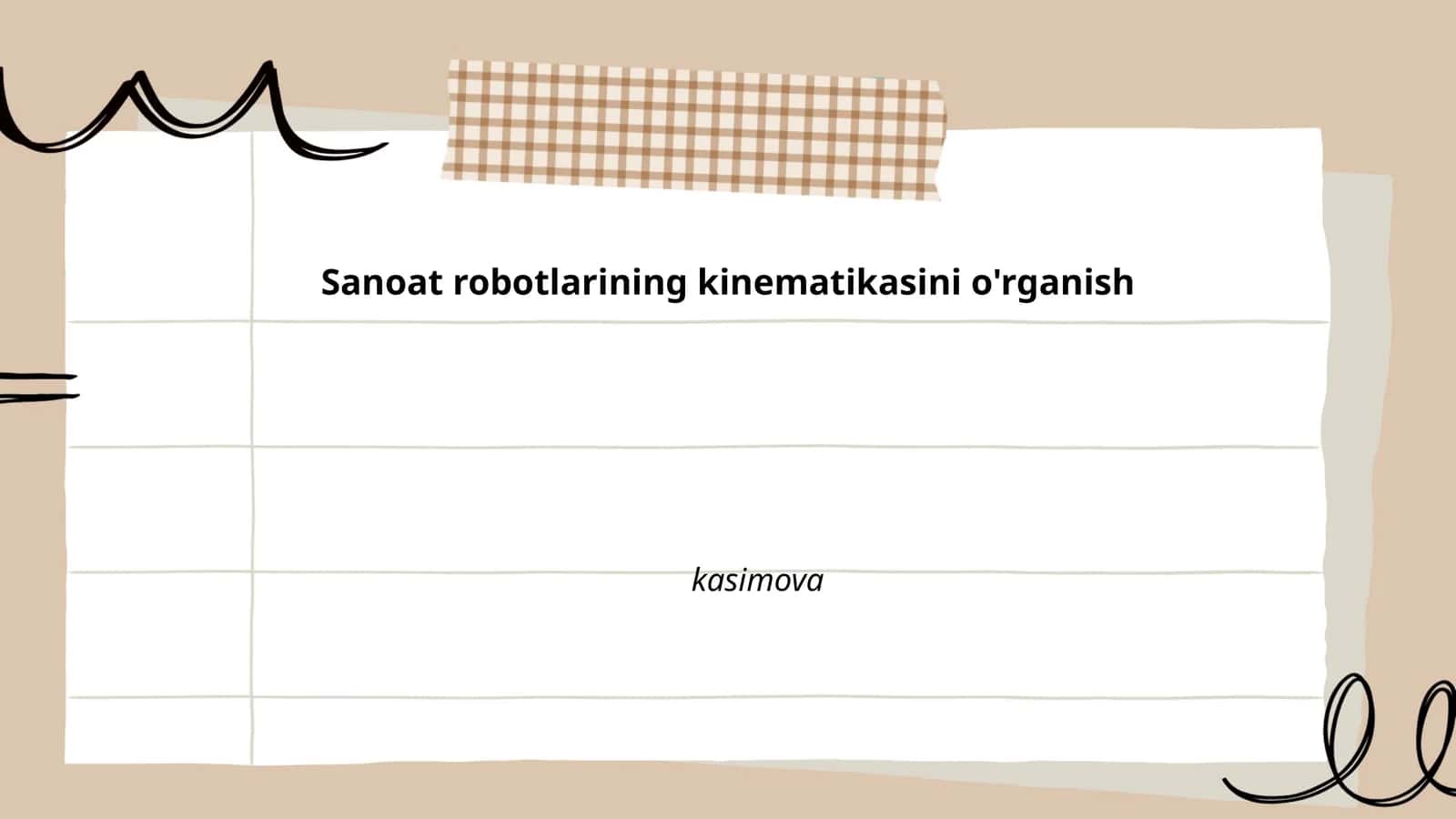 Sanoat robotlarining kinematikasini o'rganish