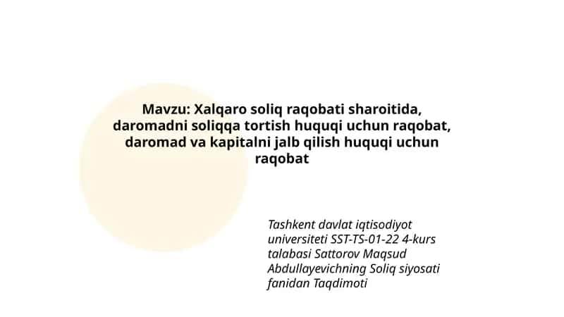 Soliq siyosati fanidan Taqdimoti