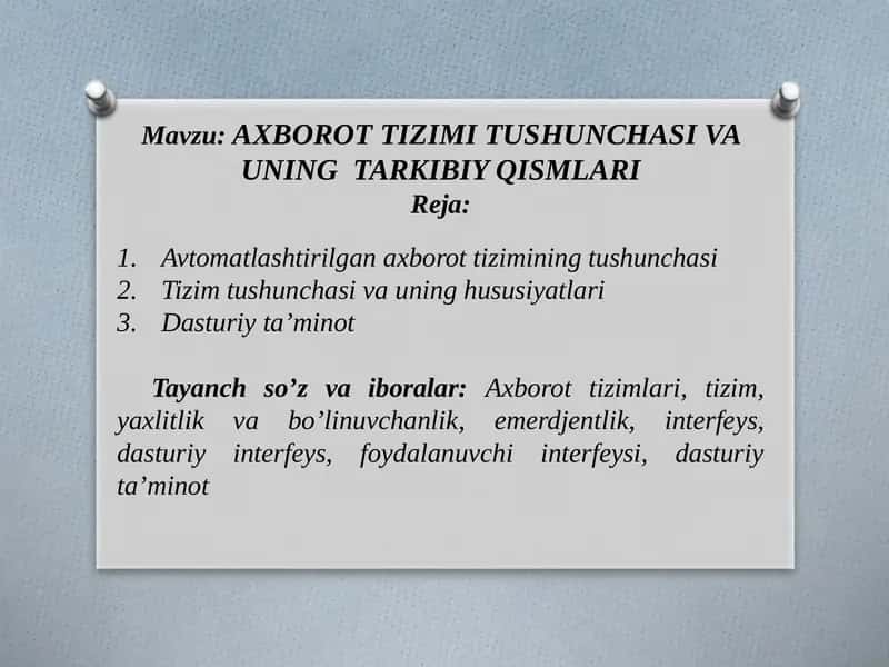 Avtomatlashtirilgan axborot tizimi