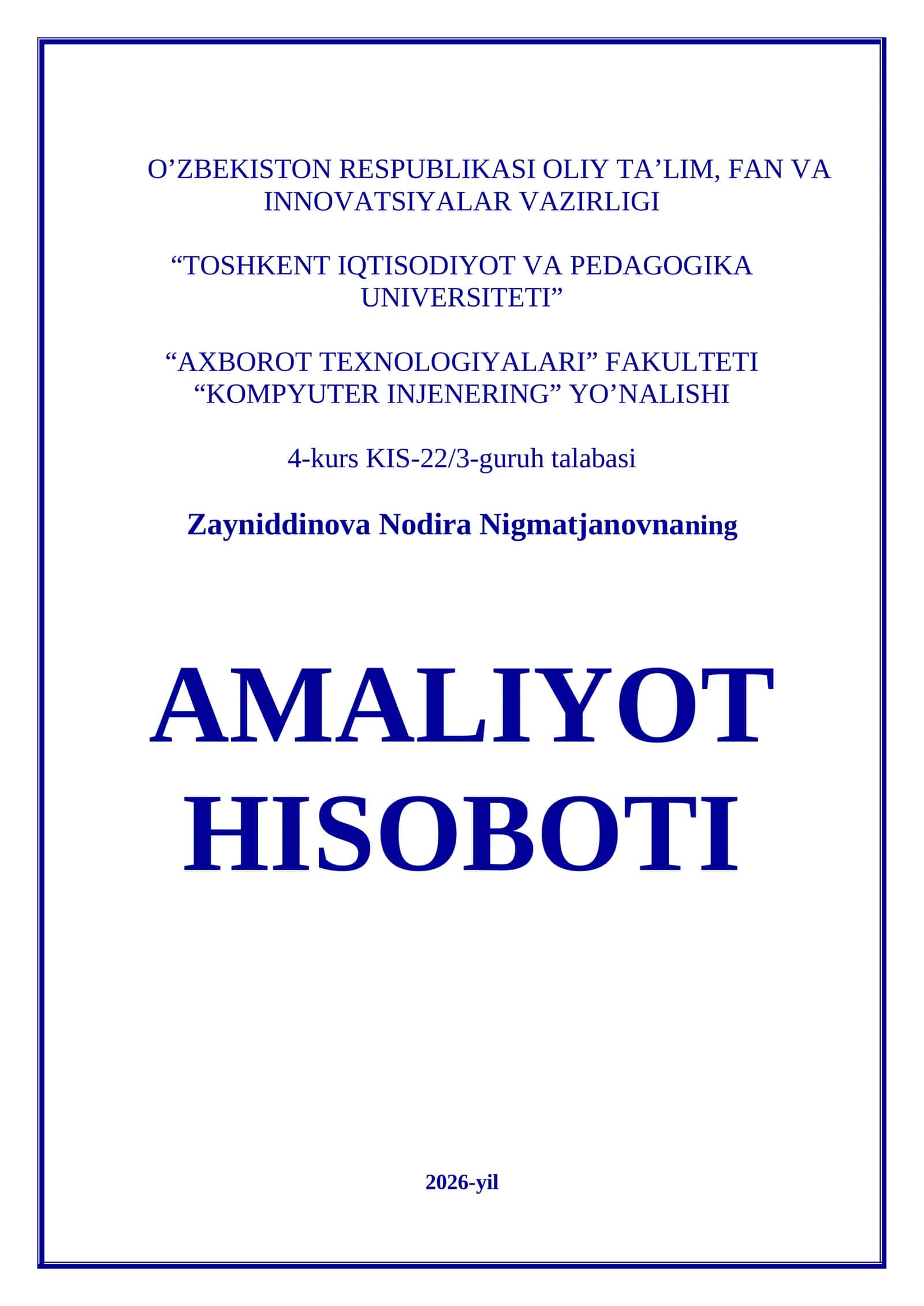 AMALIYOT HISOBOTI