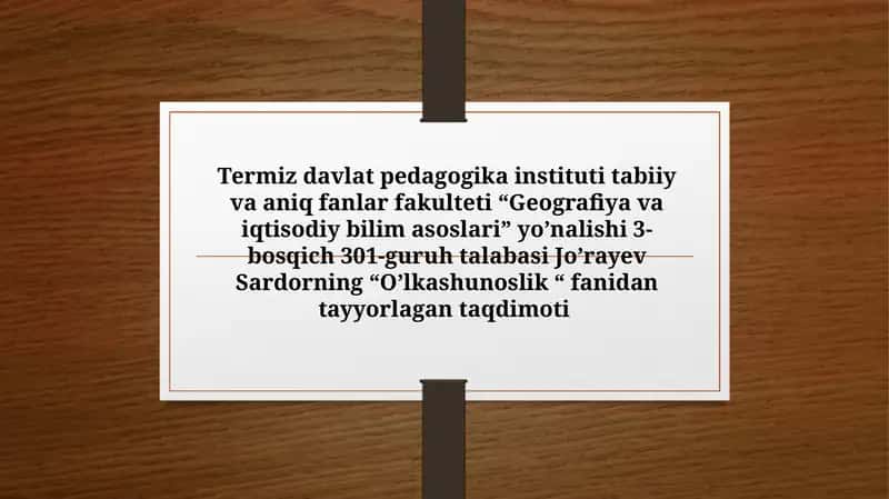 Geografiya va iqtisodiy bilim asoslari Yo'nalishi