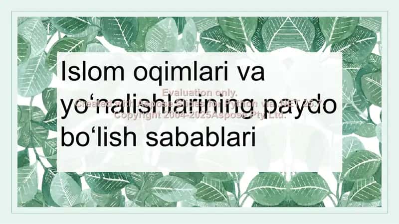 Islom oqimlari va yoʻnalishlarining paydo boʻlish sabablari