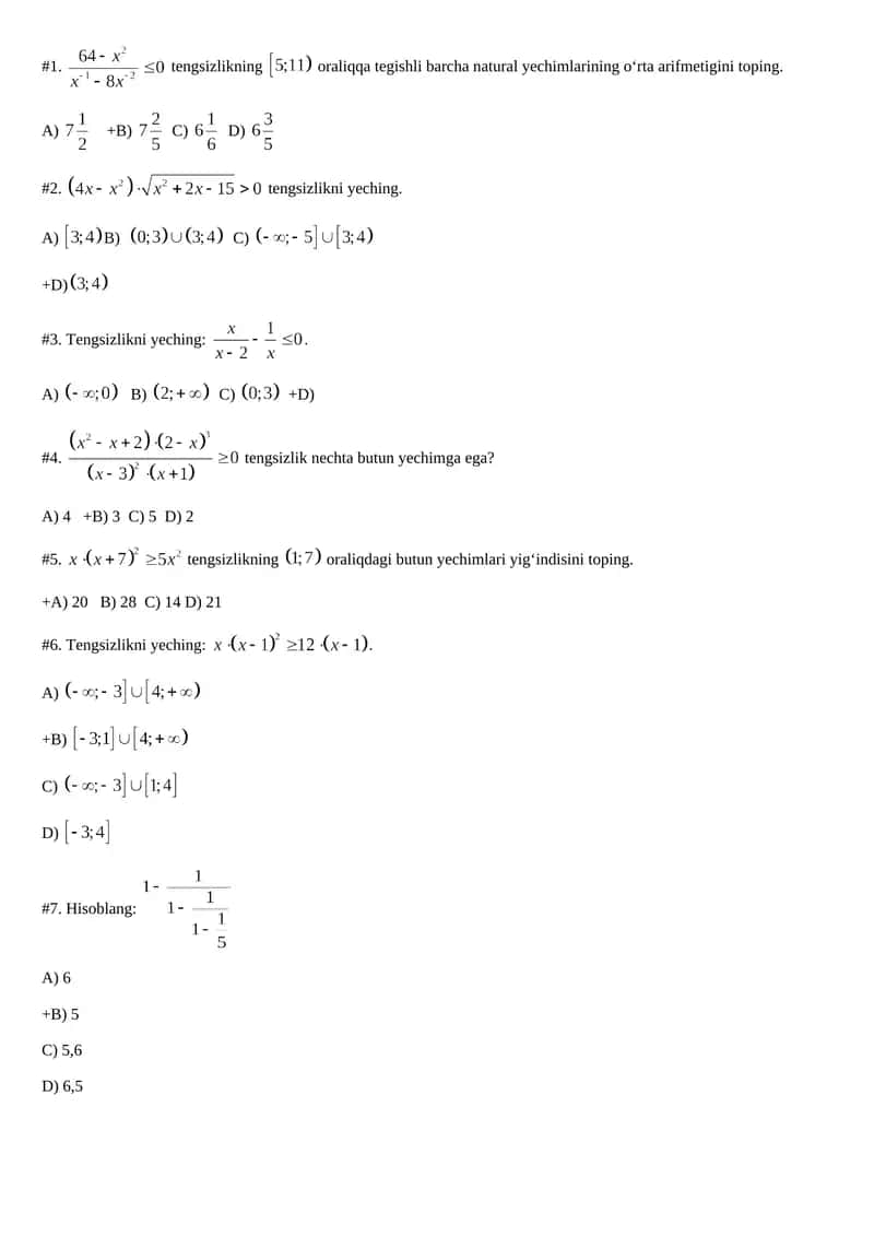 Matematikadan 30 talik test