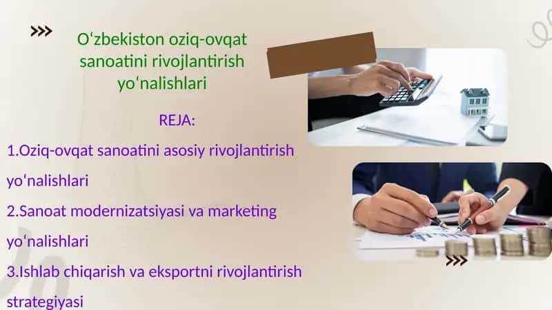 O‘zbekiston oziq-ovqat sanoatini rivojlantirish yo‘nalishlari