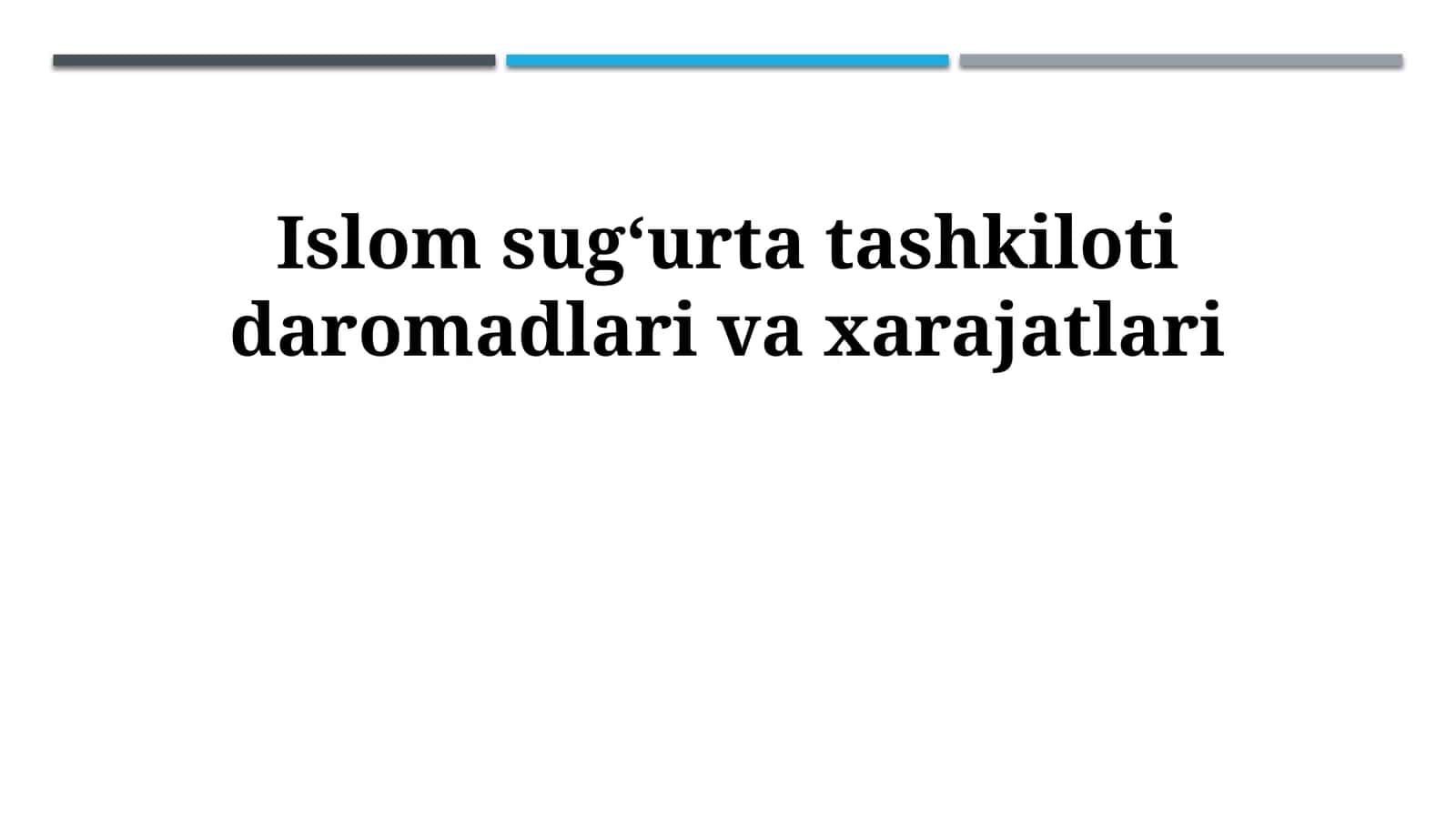 Islom sugʻurta tashkiloti daromadlari va xarajatlari