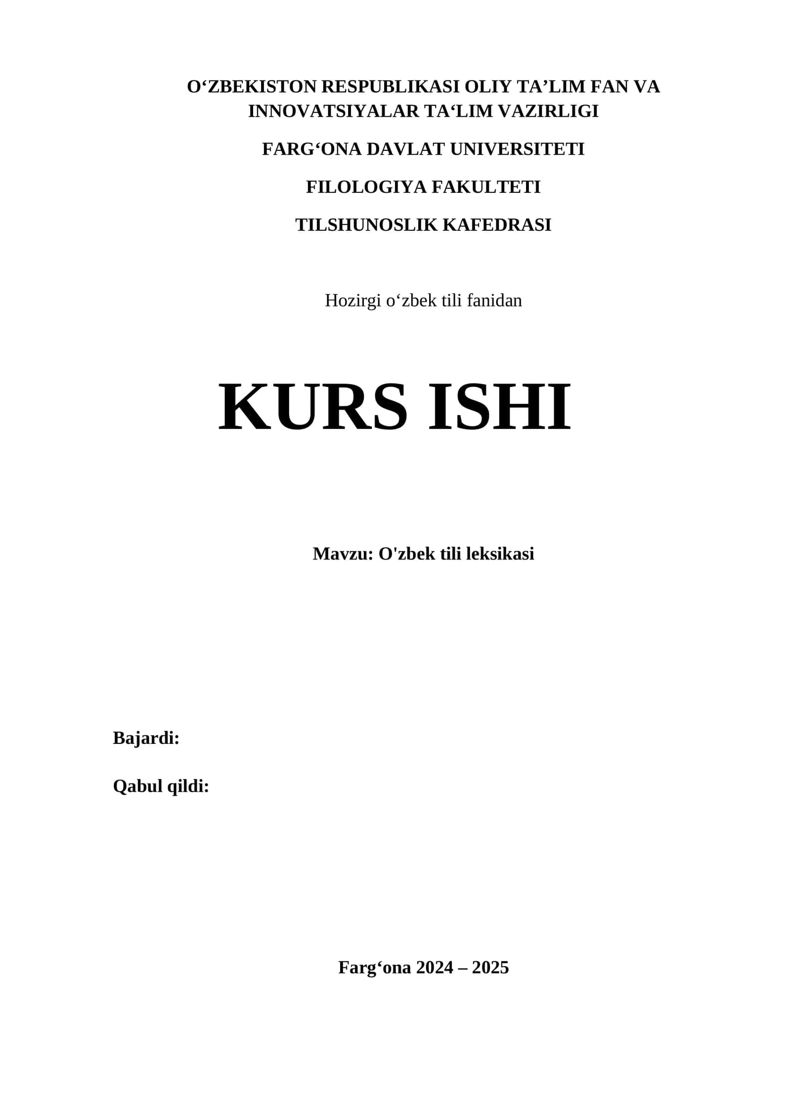 O'zbek tili leksikasi