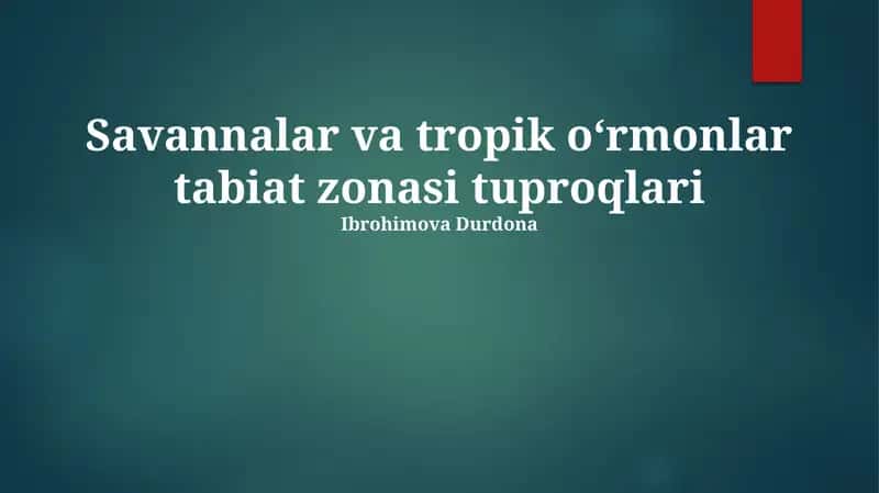 Savannalar va tropik oʻrmonlar tabiat zonasi tuproqlari