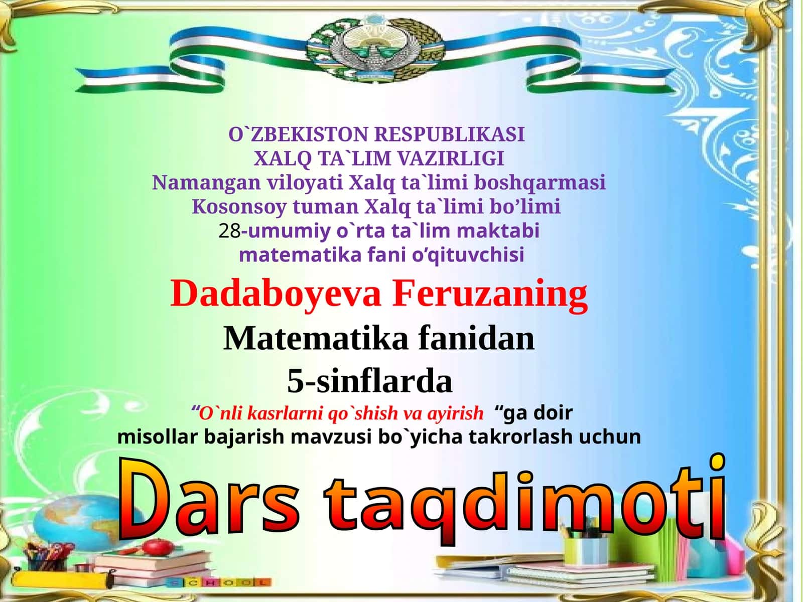 O`nlik asrlar niqo`shish va ayirish