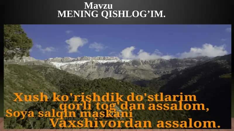 MENING QISHLOG’IM.