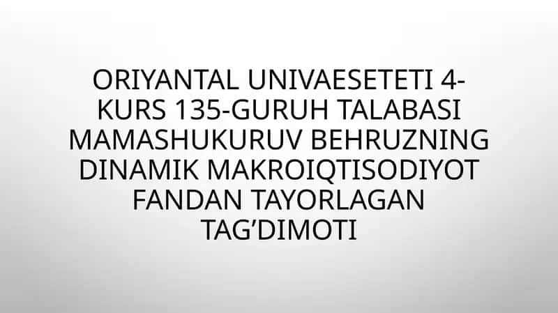 Inavatsiyalarningdinamikmodelari