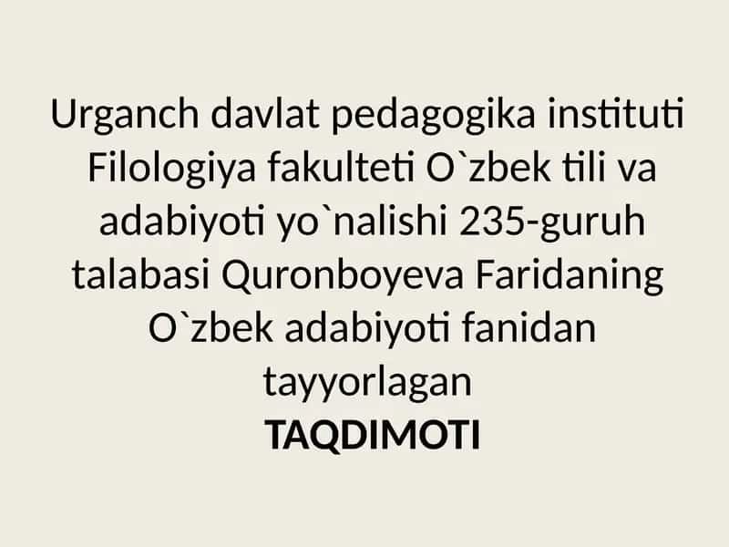 Ulug`bek Hamdam hayoti ijodi va hikoyalari tahlili