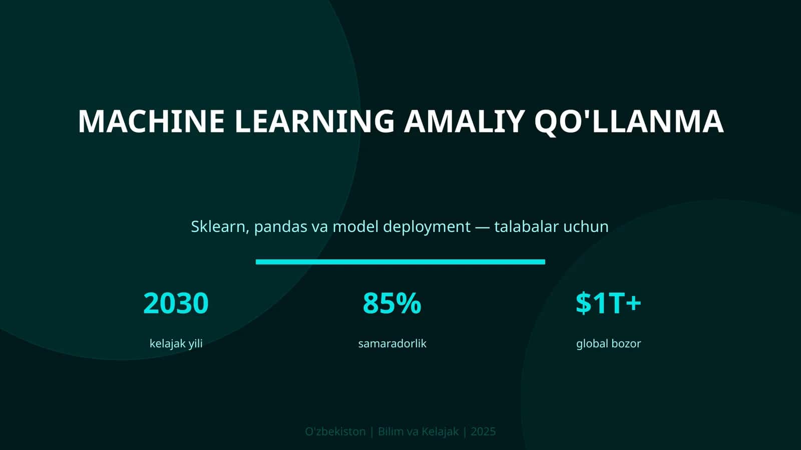 MACHINE LEARNING AMALIY QO'LLANMA