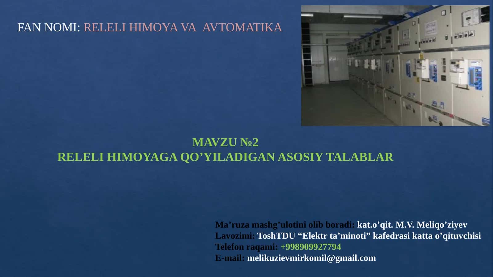 RELELI HIMOYA VA AVTOMATIKA