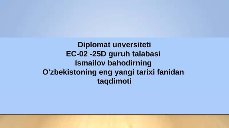 O'zbekistonning eng yangi tarixi