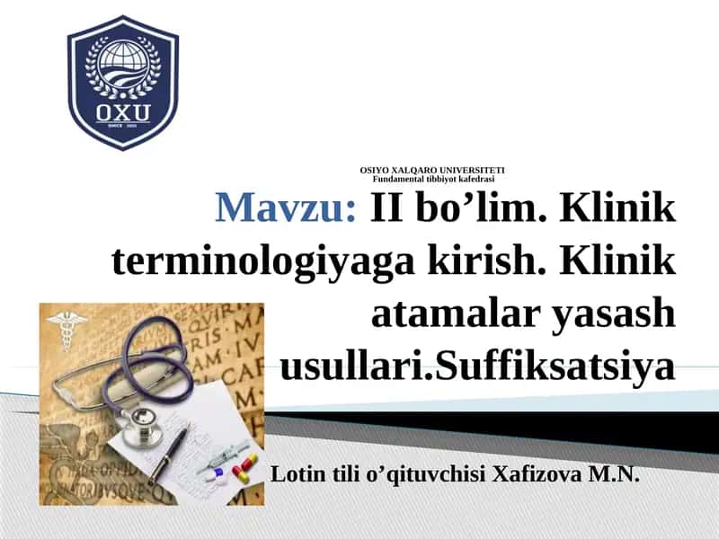 Кlinik terminologiyaga kirish