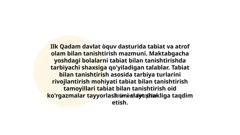 Tabiat bilan tanishtirish metodikasi