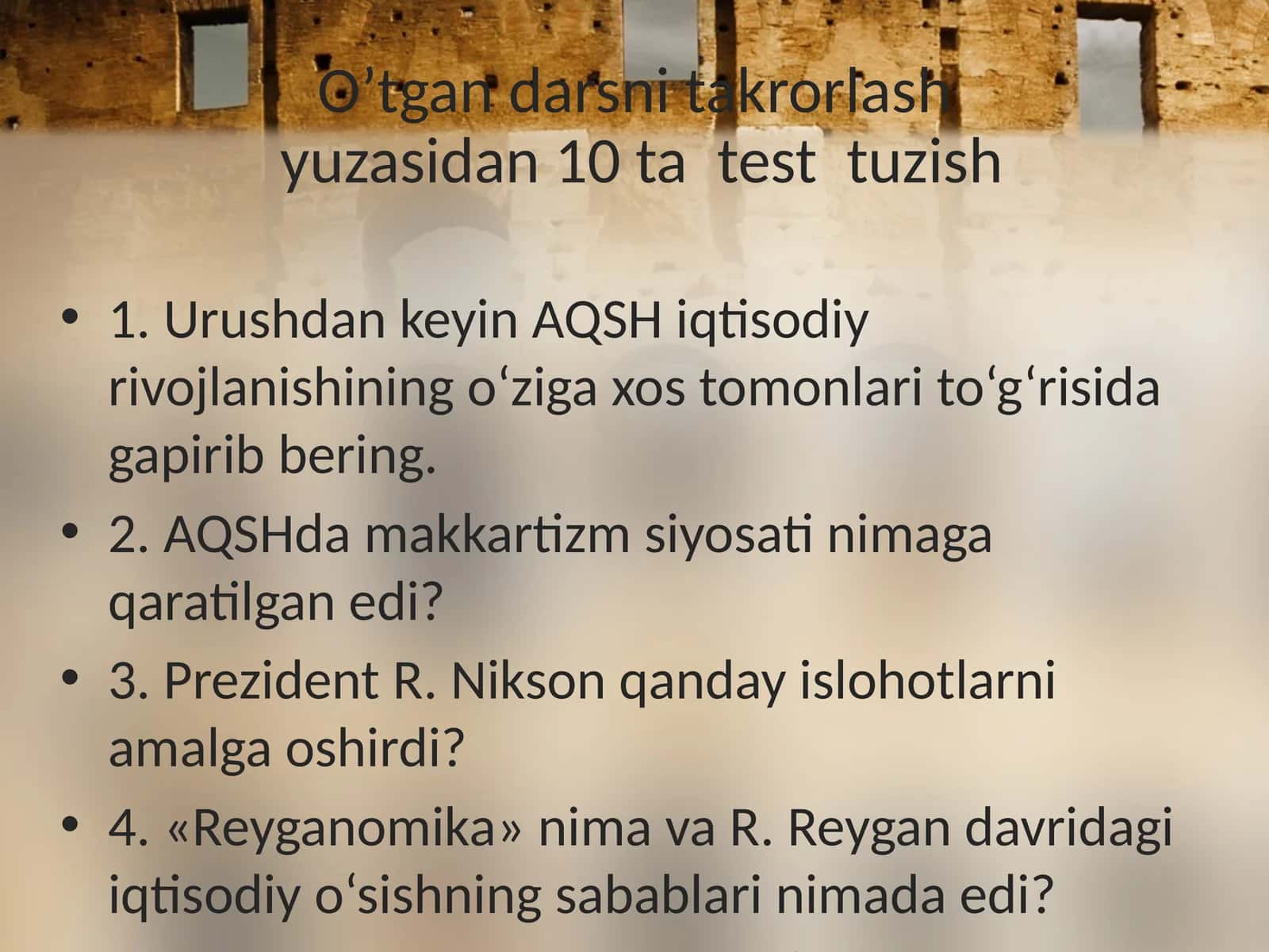 Urushdan keyin AQSH iqtisodiy rivojlanishi