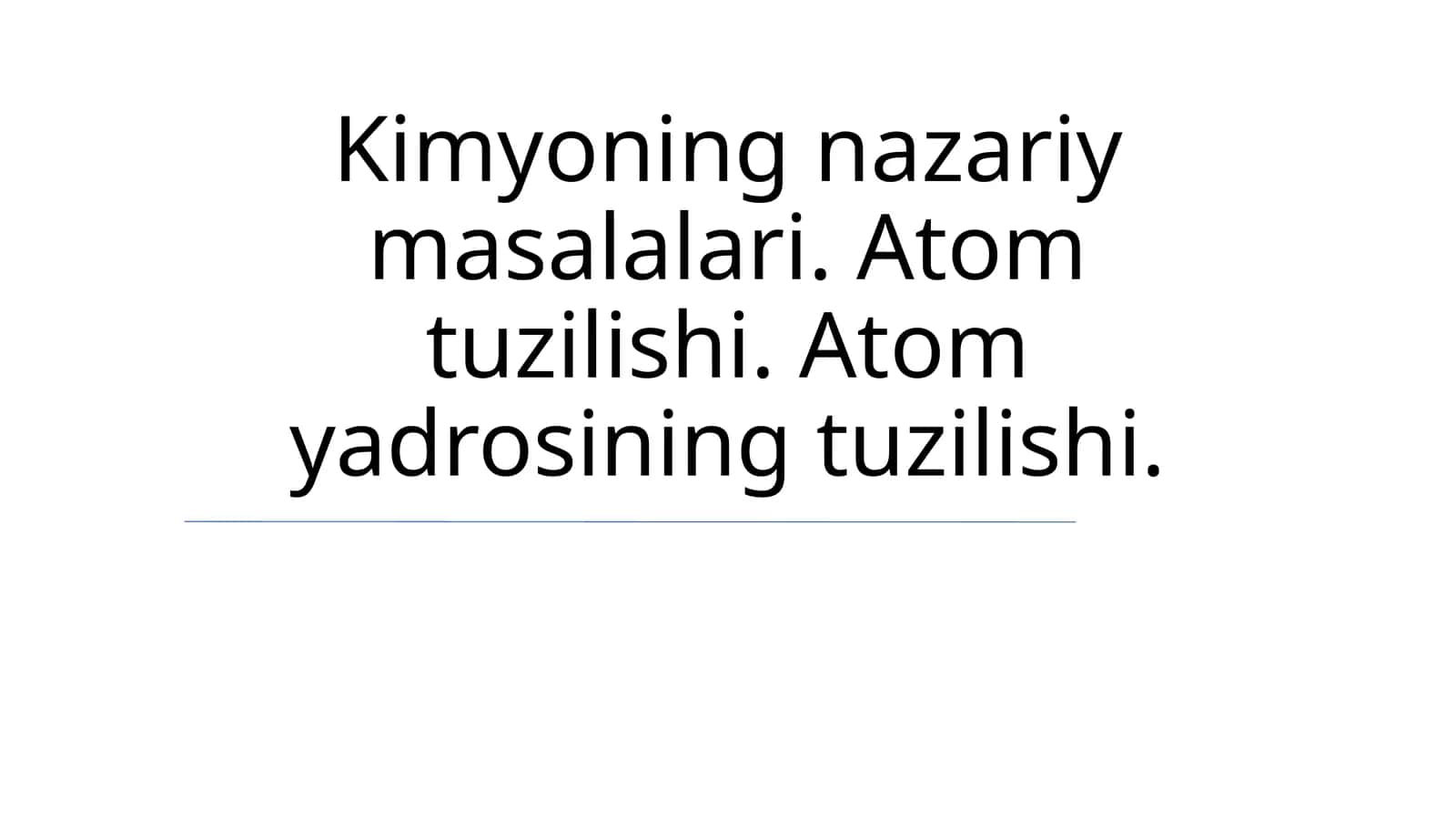 Kimyoning nazariy masalalari