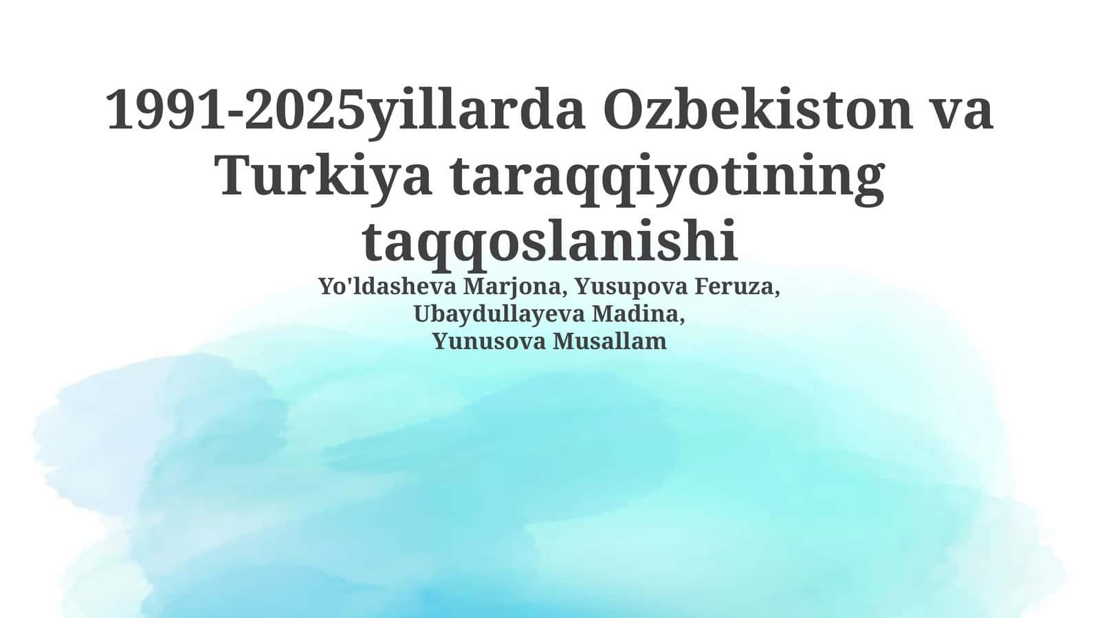 Ozbekiston va Turkiya taraqqiyotining taqqoslanishi