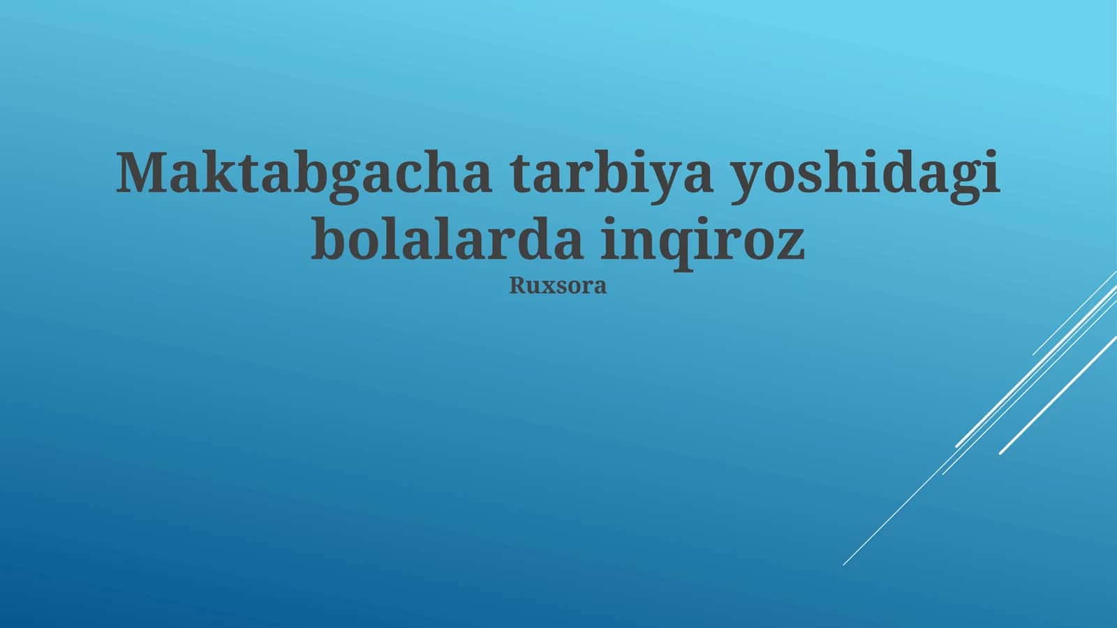 Inqirozlar va ularni to'g'irlash usullari