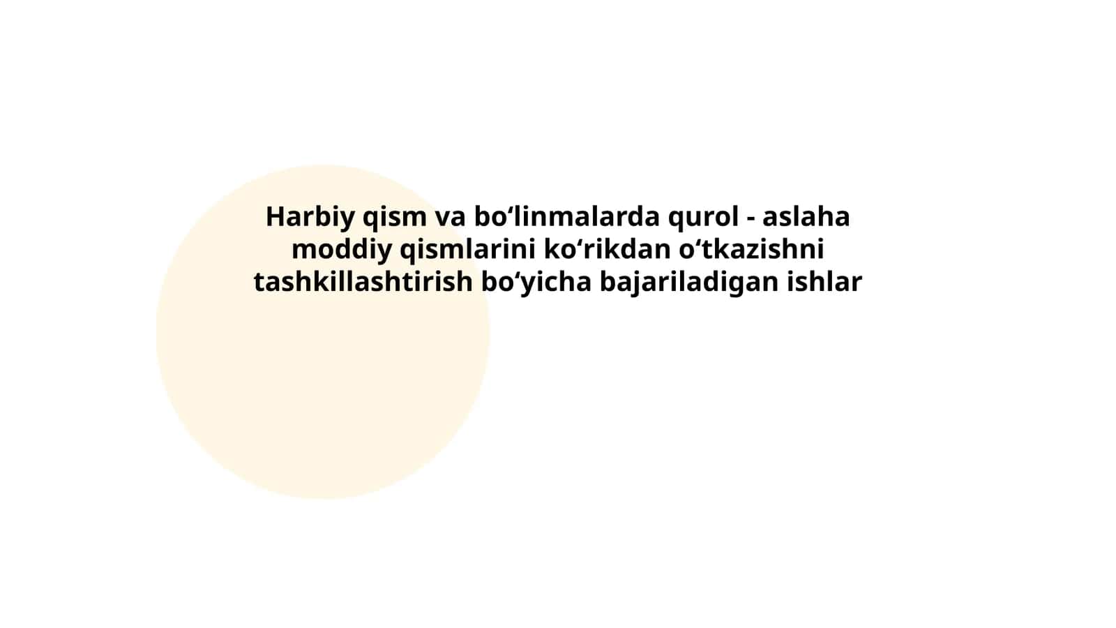 Qurol-aslaha moddiy qismlarini koʻrikdan oʻtkazish tartibi
