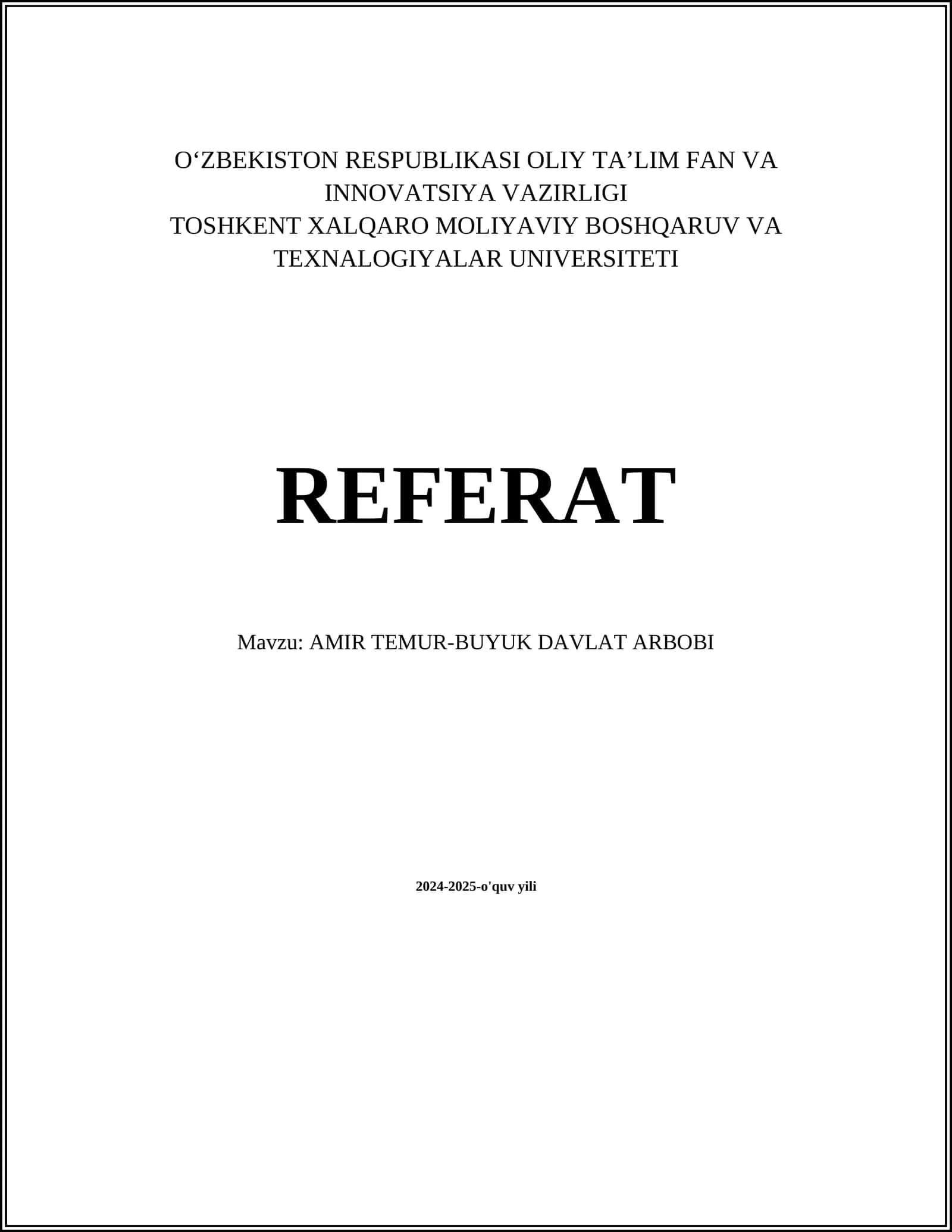 AMIR TEMUR-BUYUK DAVLAT ARBOBI